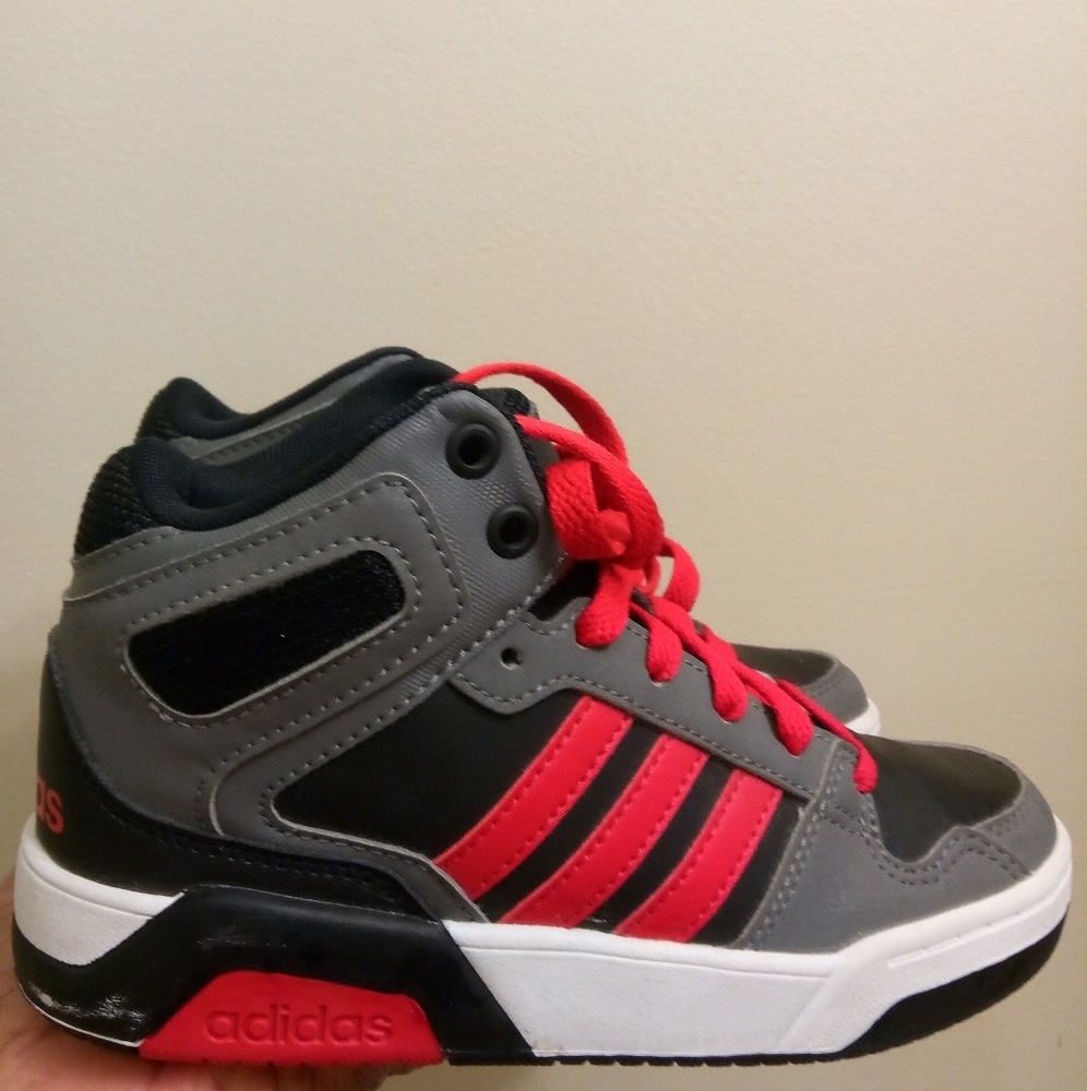 Gray black and red adidas
